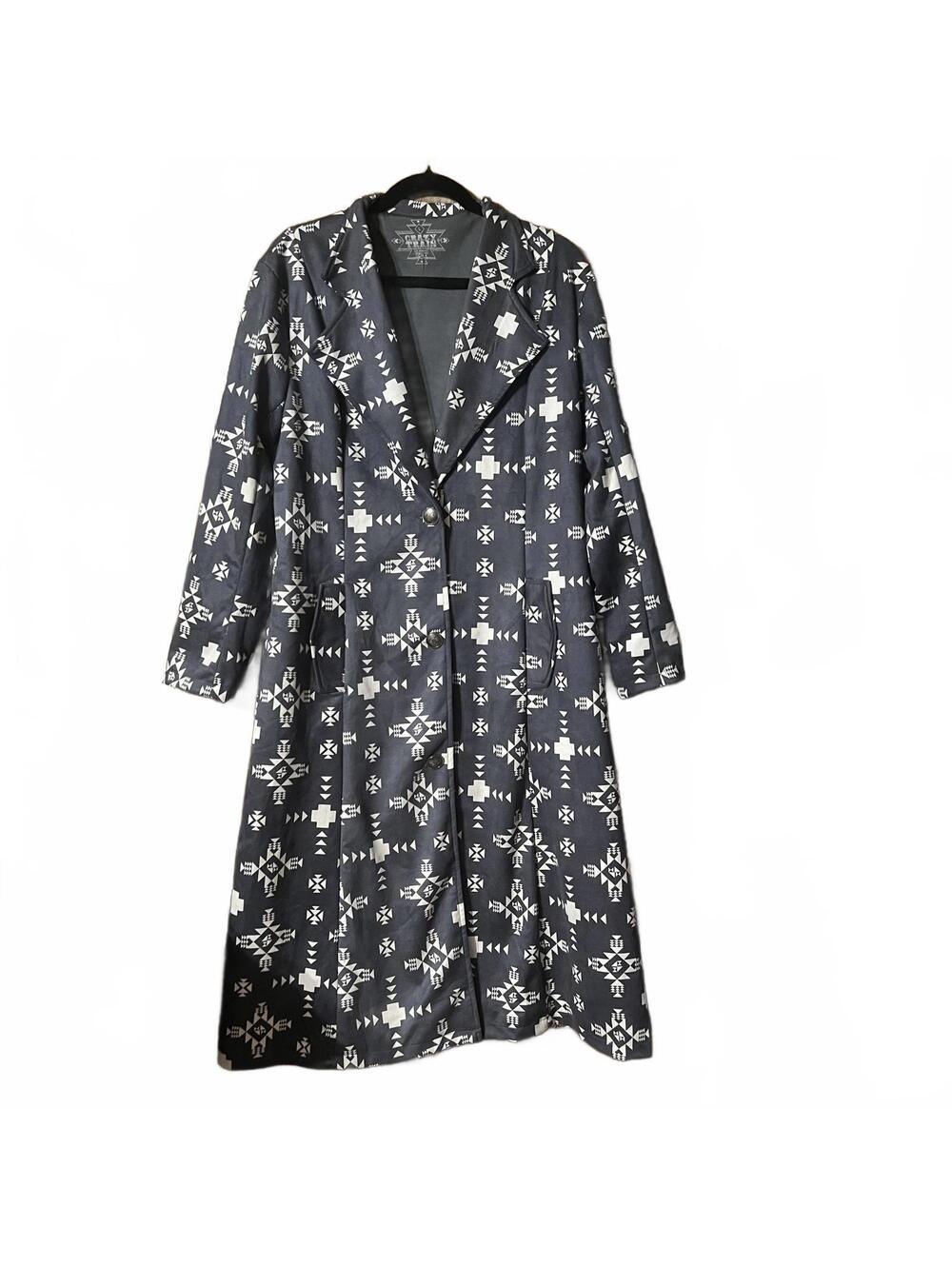 Crazy Train Women's Long Southwestern Print Coat - Large